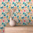 Baby wallpaper Castle with rainbows and balloons multicolor design