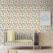 Papel Pintado Baby Castillo Diseño Arcoíris Y Casas Multicolor