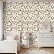 Baby wallpaper Castle with rainbows and houses multicolor design