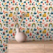 Baby wallpaper Castle with rainbows and houses multicolor design