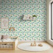 Papier peint baby Maisons design arbres et soleil multicolores