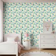 Baby wallpaper Houses with trees and sun multicolor design