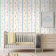 Baby wallpaper Stripes with flowers multicolor design