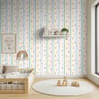 Baby Tapete Streifen Design mit bunten Blumen