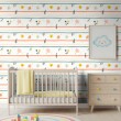 Papel Pintado Baby Rayas Diseño Flores Fondo Blanco