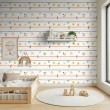 Papel Pintado Baby Rayas Diseño Flores Fondo Blanco