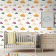 Papel Pintado Baby Nubes Diseño Estrellas Fondo Blanco