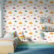 Carta da parati baby Nuvole design stelle sfondo bianco
