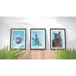Dekorative Tiere Katzen Blauer Hintergrund Wanddekoration