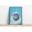 Decorative Print Animals Cats blue background