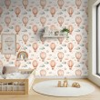 Baby wallpaper Hot air balloons with clouds beige background design