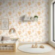 Baby wallpaper Balloons with teddy bears clouds beige background design