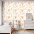 Baby wallpaper Balloons with teddy bears clouds beige background design