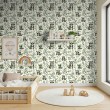 Carta da parati baby Procioni design foglie sfondo bianco