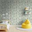 Baby wallpaper Owls branches light green background design