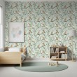 Baby wallpaper Owls branches light green background design
