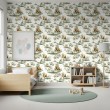 Carta da parati baby Orsi design foresta sfondo bianco