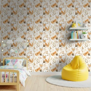 Baby wallpaper Foxes leaves...