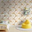 Baby wallpaper Foxes leaves light beige background design