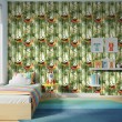 Baby wallpaper Pandas hammocks and bamboo design green background