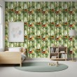 Baby wallpaper Pandas hammocks and bamboo design green background
