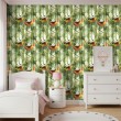 Baby wallpaper Pandas hammocks and bamboo design green background