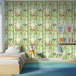 Papel Pintado Baby Pandas Diseño Hamacas Y Bambu Fondo Verde Claro