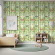 Baby wallpaper Pandas hammocks and bamboo design light green background
