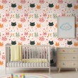 Baby wallpaper Kittens and Bunnies hearts design light pink background