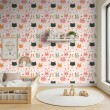 Baby wallpaper Kittens and Bunnies hearts design light pink background