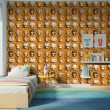 Baby wallpaper Animals foxes and kittens design mustard background