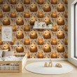 Papel Pintado Baby Ositos Diseño Ramas Fondo Beige Madera