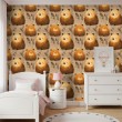 Papier peint baby Oursons motif branches fond beige bois