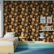 Baby wallpaper Bears flowers design black floral background