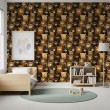 Baby wallpaper Bears flowers design black floral background