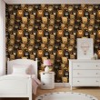 Baby wallpaper Bears flowers design black floral background