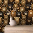 Baby wallpaper Bears flowers design black floral background