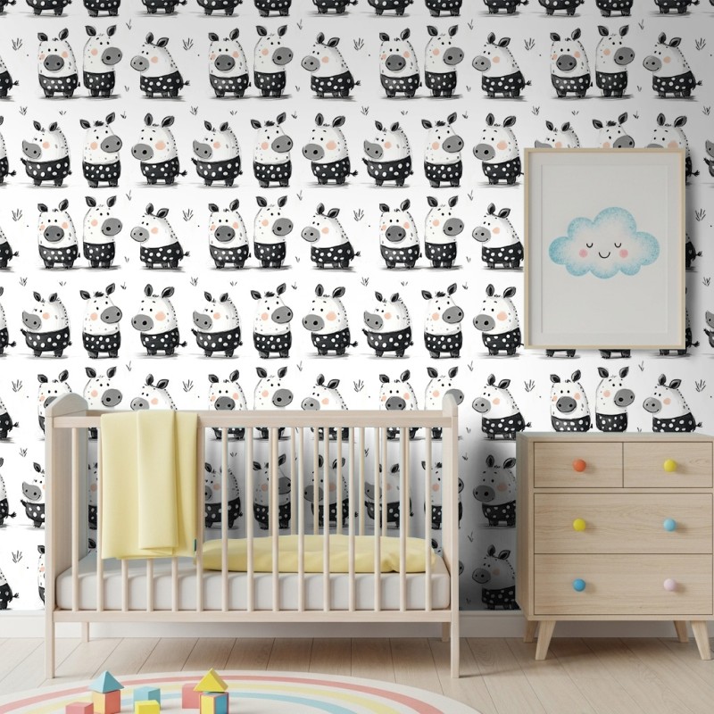Baby wallpaper Piglets polka dot design white background