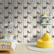 Baby wallpaper Pandas hammocks and trees design white background