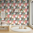 Carta da parati baby Gattini design cuori sfondo verde e rosa