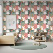 Papel Pintado Baby Gatitos Diseño Corazones Fondo Verde Y Rosa