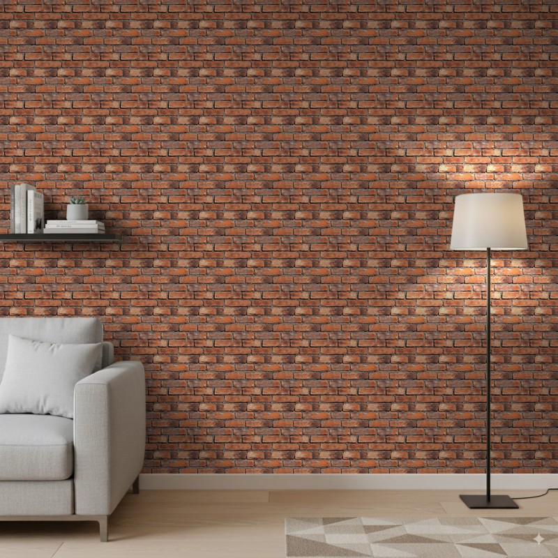Papel Pintado Bricks Rústico Diseño Envejecido Ladrillo Marrón Anaranjado