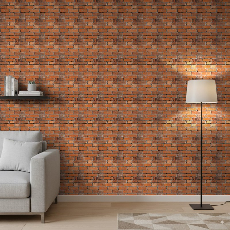 Wallpaper bricks Urban modern design orange and brown brick