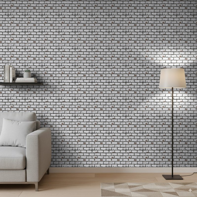 Papel Pintado Bricks Modelo Gris Diseño Industrial Ladrillo Envejecido
