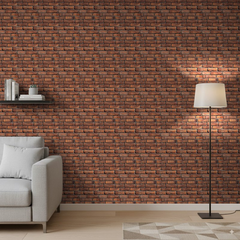 Brick wallpaper Rustic design Deep Red Tones