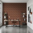 Brick wallpaper Rustic design Deep Red Tones