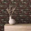 Brick wallpaper Rustic design Aged Moss Red Tones