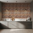 Brick wallpaper Rustic design Aged Orange and Grey Tones