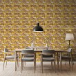 Papel Pintado Bricks Diseño Urbano Tonos Amarillo y Beige con Graffiti