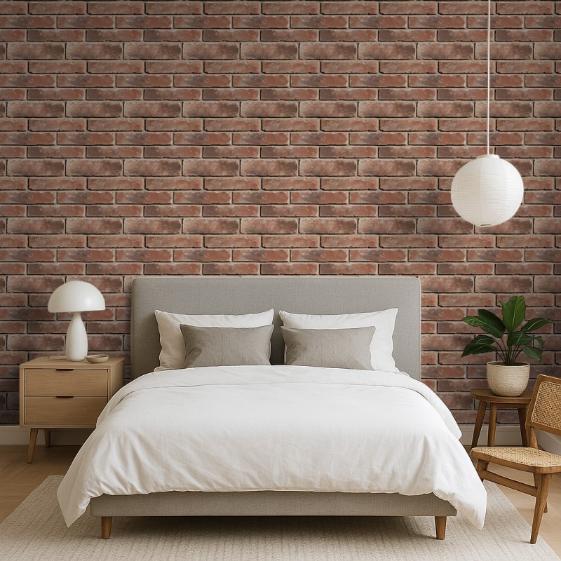 Brick wallpaper Classic design Aged Brown and Red Tones